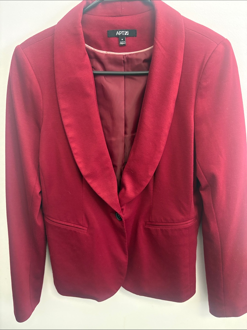 Apt. 9 Women's Burgundy Shawl Collar Single-Button Blazer